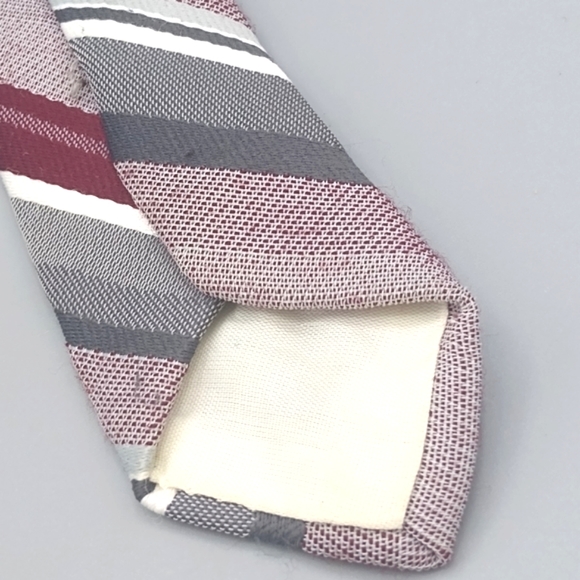 Michelle Wool Blend Slubbed Regimental Striped Tie Vintage - Picture 7 of 10